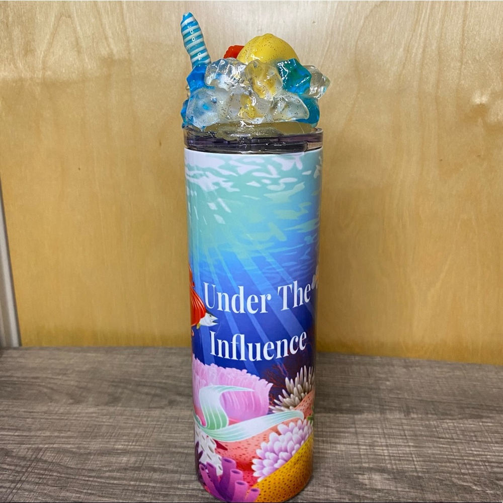 SJB Custom 20oz Stainless Steel Skinny Tumbler, with clear lid and metal straw - Picture 5 of 10